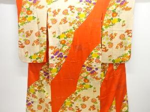 アンティーク　錦紗花模様着物